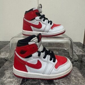 Nike Air Jordan Retro 1 High Heritage TD Size 7C Red White Toddler AQ2665 161
